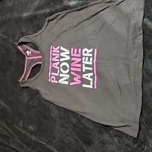 Plank Now Wine Later Pink and Black Workout  Tank Top
